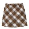 2025 Autumn/Winter Women's High-Waisted Plus Size Yellow Plaid Wool Mini Skirt
