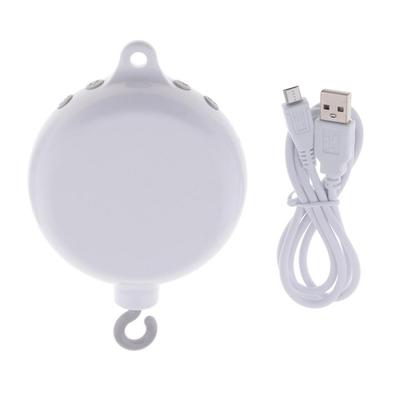Newborn Toys Crib Bed Bell Rotating Music Box 35 Songs, TF Card, with USB , White