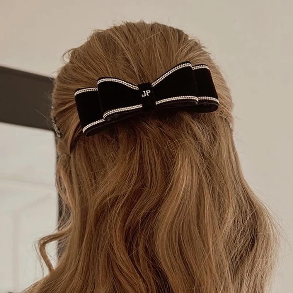 Line Velvet Ribbon Automatic Pin JP-25-158AB black