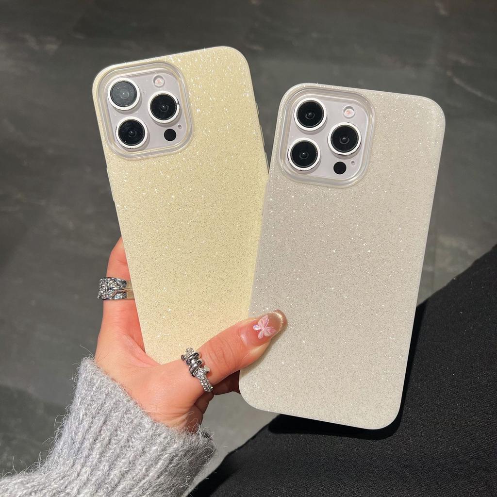 Glitter Solid Color Phone Case for iPhone 15 14 13 Pro Max Sparkly Shockproof Cover