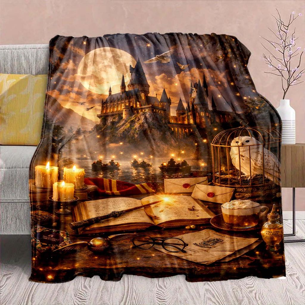Harry Potter Magic Owl Flannel Blanket - Soft Warm Perfect for Sofa, Bedding Camping Travel Office Home Decor -QJY