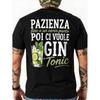 T-shirt Italiana Gin & Tonic da Uomo - Nera con Grafica Bianca e Verde per Amanti del Gin, Maglietta Casual Girocollo a Maniche Corte Adatta per Eventi Sociali, Casual