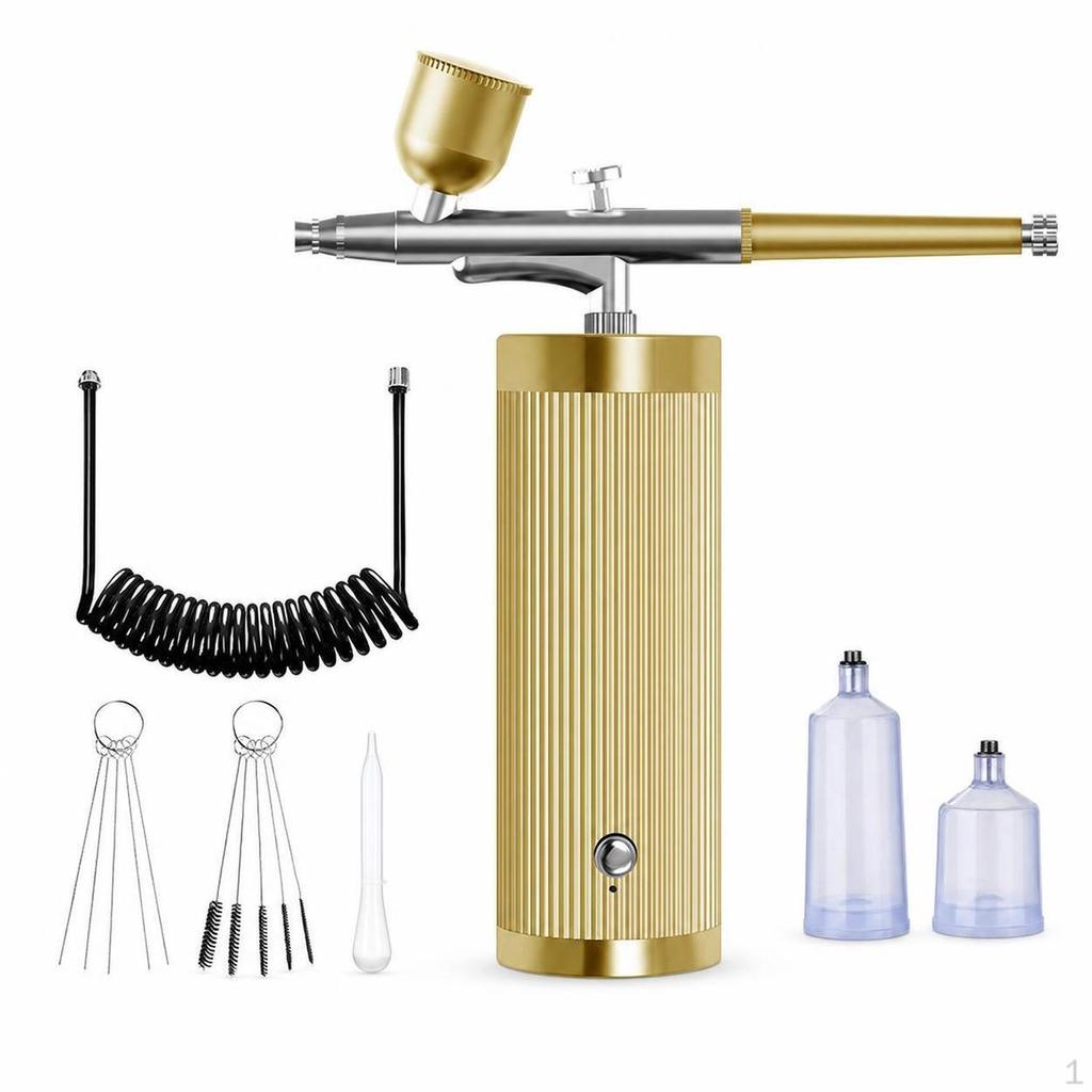Portable Airbrush Kit with DualAction Oxygen Injector for Model Painting, Nail Art, and Cooking