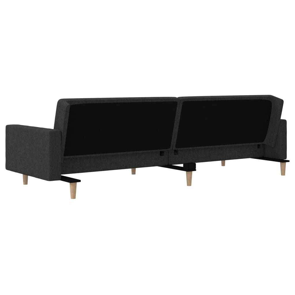 2 Seater Sofa Bed with 2 Pillows Black Fabric