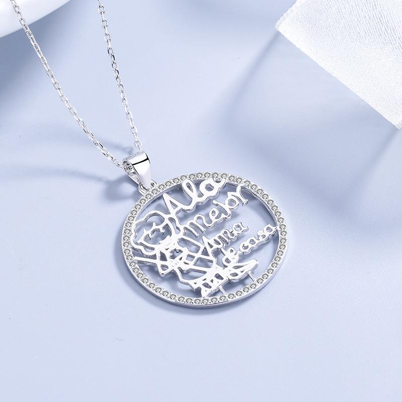 S925 Sterling Silver Mama Pendant Simple All-Match Cartoon Pendant Creative
