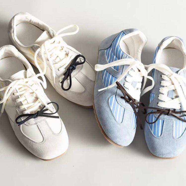 Niche Striped German Training Shoes Women's Ins Tide 2025 Autumn New Retro Lazy High-end Casual Sports Shoes Women