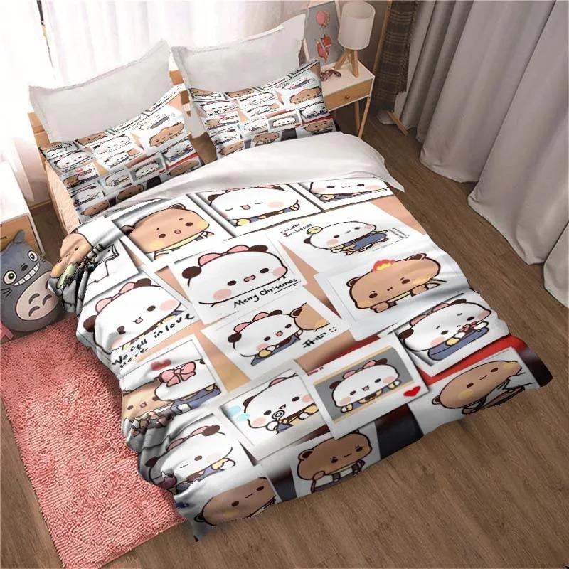Bubu Dudu Bettwäsche-Set mit Cartoon-Motiv, süßer Bär, Kawaii, Weihnachtsgeschenk, Doppel-Kingsize-Bettbezug und Kissenbezug, Kinder-Bettbezug-Set