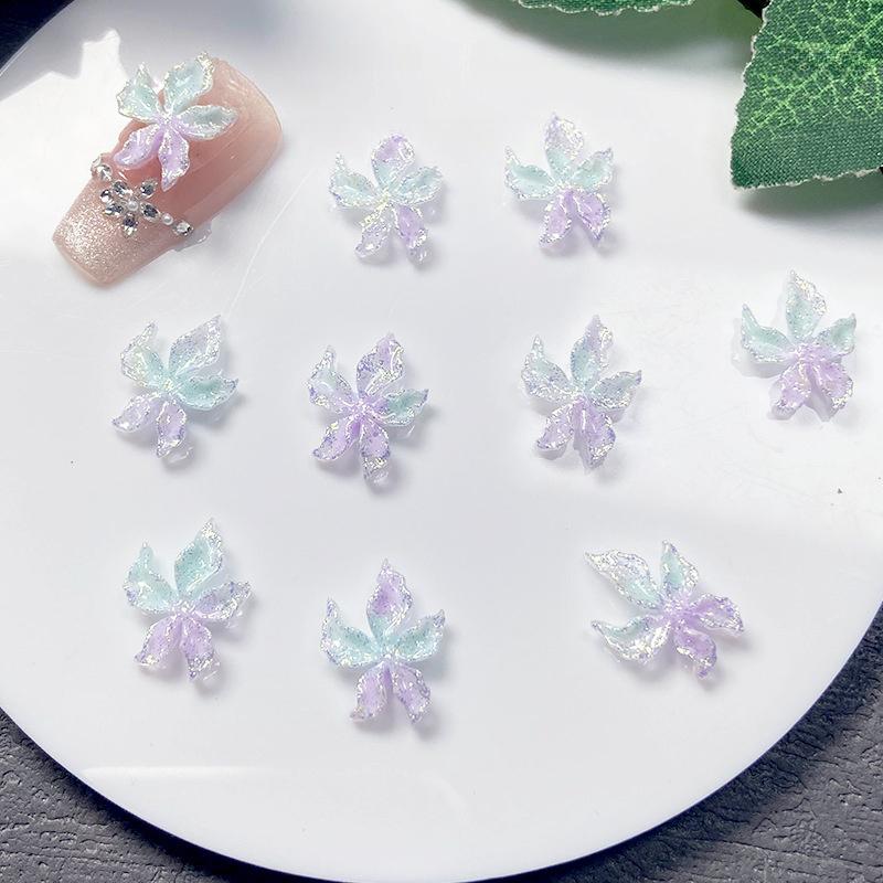20pcs Mixed Nail Art Resin Little Colorful Flower Nail Charm Design Luminous Charms Rhinestones Diy Craft For Nail 3d Decoration