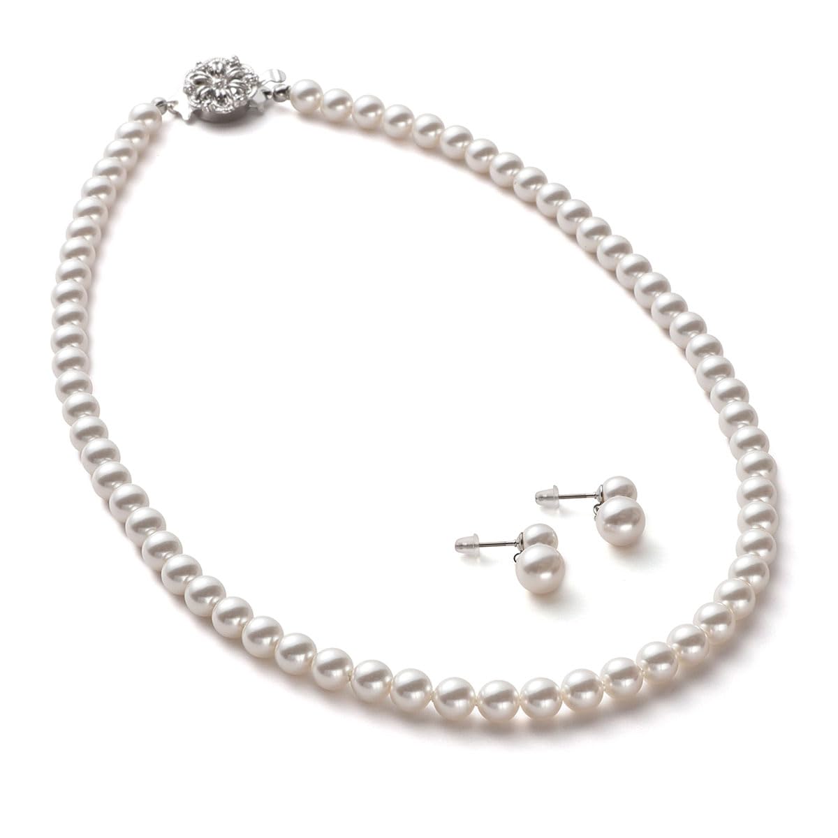 Pearl Necklace Grand Premium Japanese Pearls 12 Length Options 6mm Pearls Silver Gold Necklace x Double Strand White x [VOTRE COUTURE] - High-Quality