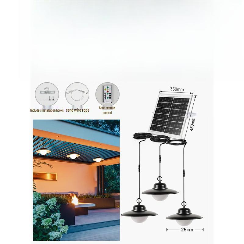 Nu Feng 3-Head Outdoor Solar Pendant Light