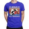Men Jiu Jitsu Jesus Has Your Back M.M.A Brazilian T Shirts 100% Cotton Tops Vintage Short Sleeve Crew Neck Tees Party T-Shirt