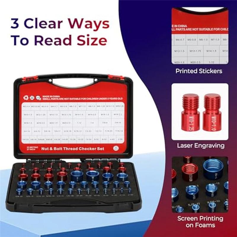 A84E-Ut And Bolt Thread Checkers For Nut Bolt Size Finder And Identifier Standard And Metric Thread Checkers Set