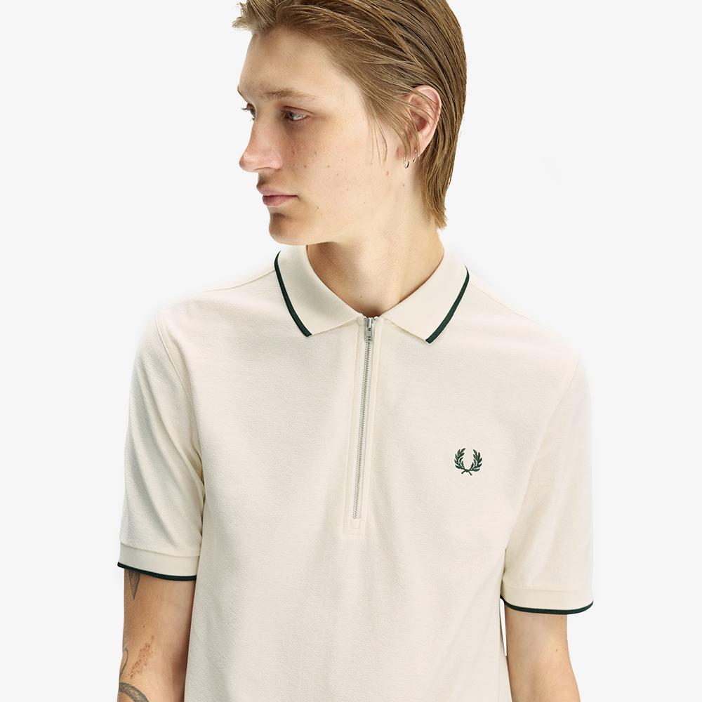 FRED PERRY [Sharp] Crepe Pique Polo Shirt - Ecru Afpm2612383-560