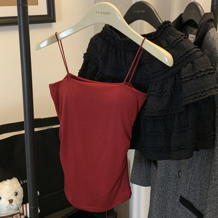 

Летние женские хлопковые однотонные облегающие топы с накладками на груди, женские повседневные облегающие топы в стиле Харадзюку, сексуальные мягкие майки без рукавов, милые топы на бретелях для молодых девушек one size красный