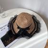 Lace Straw Sun Hat Children's Large Brim Summer Breathable Straw Hat Seaside Full Face Shading Sun Protection Hat Tide