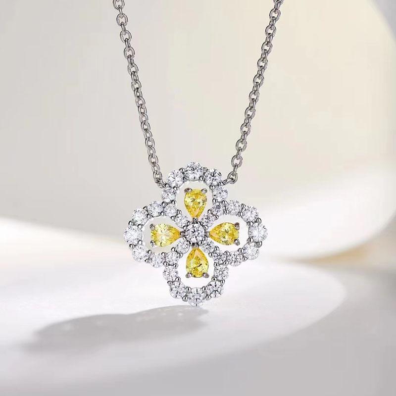 

Серебро 925 пробы LOOP желтый бриллиант в форме цветка ожерелье со стразами кулон ниша ключица цепочка простота сетка красная универсальная