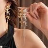 Chinese Ancient Style Bamboo Leaf Earrings Gold Silver Ear Jewelry  Party