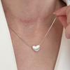 New S925 Sterling Silver Snake Chain Drawing Love Necklace Simple Heart Shaped Pendant Women's Gift Boutique Fine Jewelry NK034
