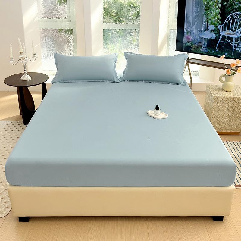 Four Seasons Skin-friendly Washed and Brushed Solid Color Pillowcase Protective Cover Double Fitted Sheet Taiwan Bed Bag