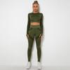 Set Yoga Donna 2 Pezzi Completi Senza Cuciture Manica Lunga Sexy Rete Forata Traspirante Set Palestra Push Up Tuta Abbigliamento Sportivo