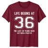 Life Begins At 36 Birthday Unisexs TShirt Unisexs Tee Graphic Unisex Top