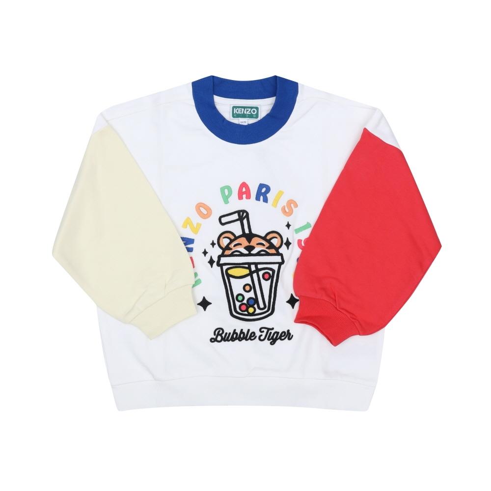 Kenzo Happy Sweet Tiger Bubble Tea Contrast Ringer Kids Sweater K61660 117 K61660 117 (6A)