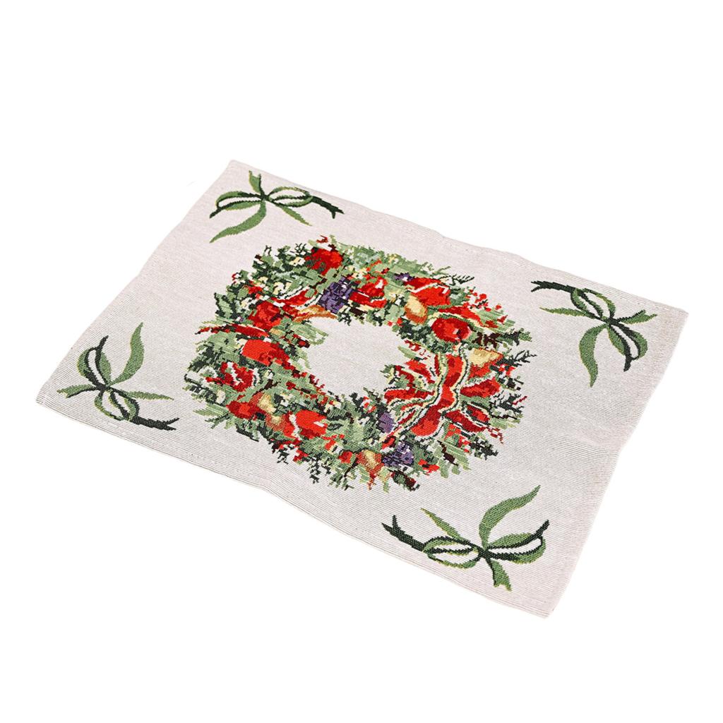 Christmas Tablecloth Cartoon Claus Christmas Tree Dining Table Mat Knitted Fabric Insulation Mat Decoration