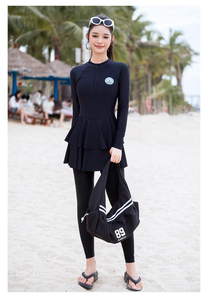 Women's Sun Protection Long Sleeve Wetsuit Set - Slimming, Quick Dry Suit for Snorkeling, Surfing & Beach Activities