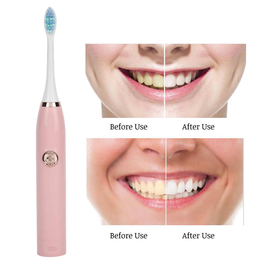 Electric Sonic Toothbrush Vibration Soft Hair Waterproof Adult Automatic Toothbrush Rose