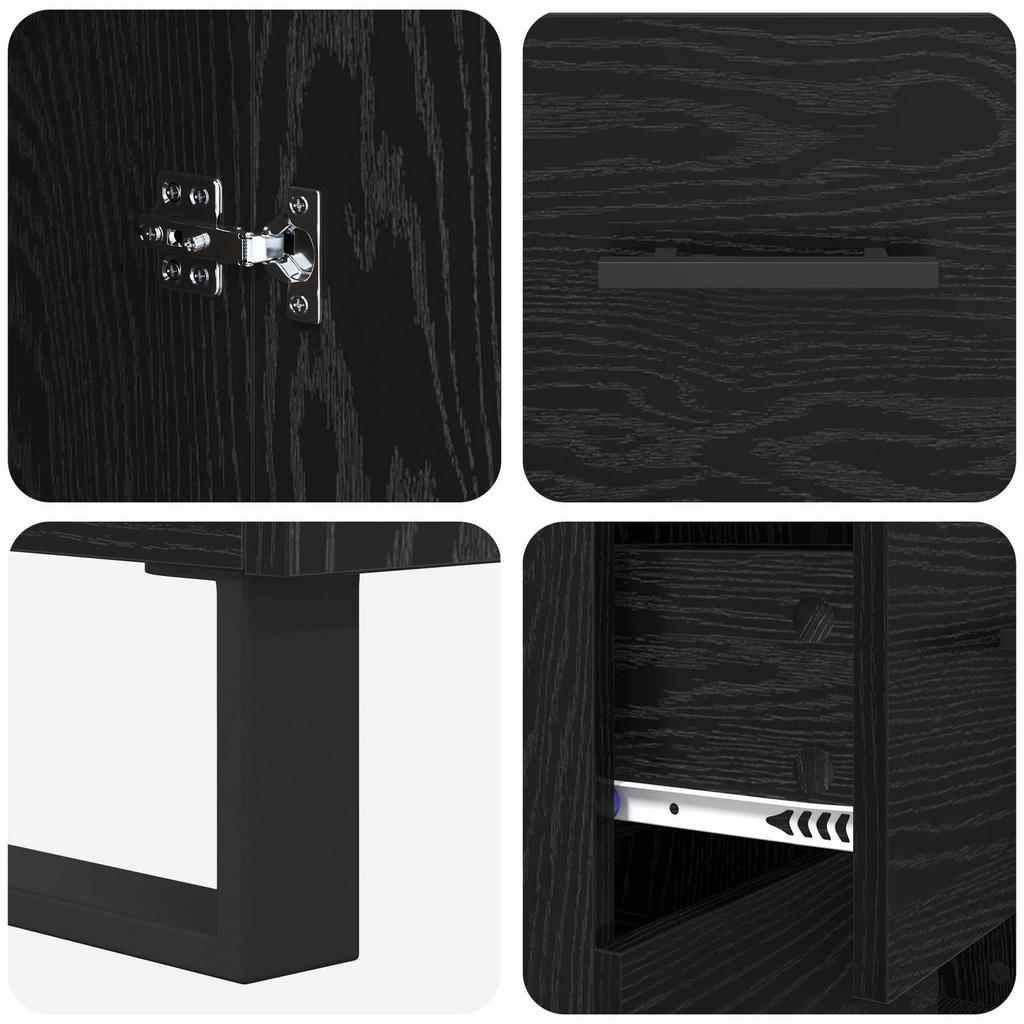 Sideboard with Drawers Black Oak Effect 69.5 x 34 x 90 cm