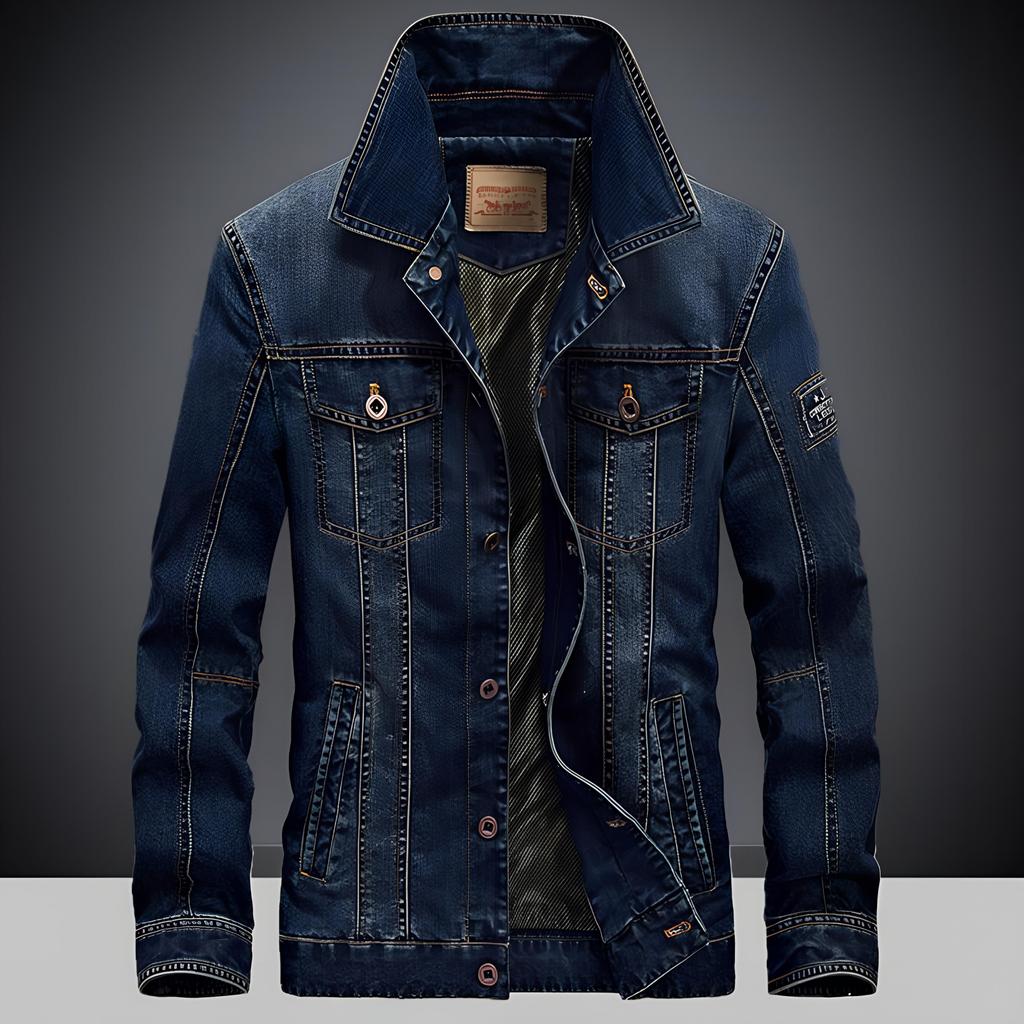 Autumn Denim Cotton-padded Jacket Men's Lapel Cotton-padded Jacket Warm Jacket Jacket Men's Loose Large Size