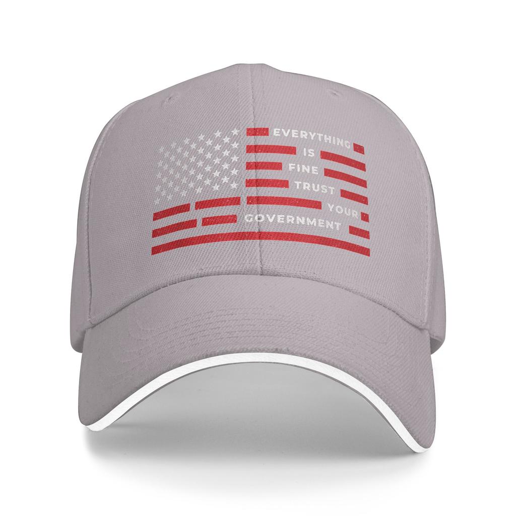 Summer Everything is Fine Trust Your Government Baseball Cap Hunting Camping Casual Sun Trucker Hat Male Sun-Proof Baseball Caps