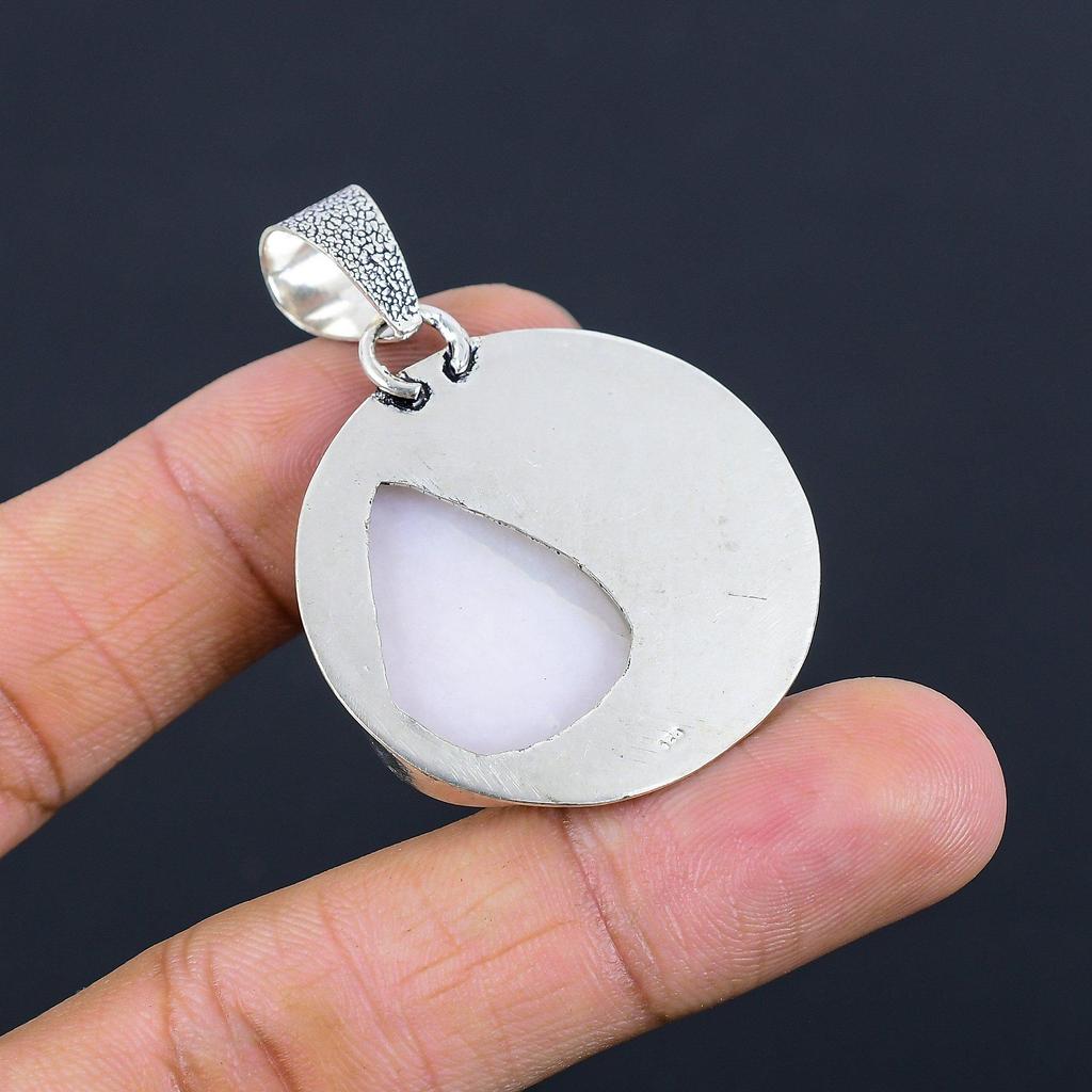 Womens Day Deal Pear Pink Opal Stone 925 Silver Artisan Bezel Pendant Jewelry
