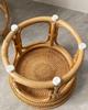 Handwoven Rattan Balcony Side Table Vintage Tea Sofa Coffee Table Durable Dessert and Snack Stand Japanese Bedroom Organizer