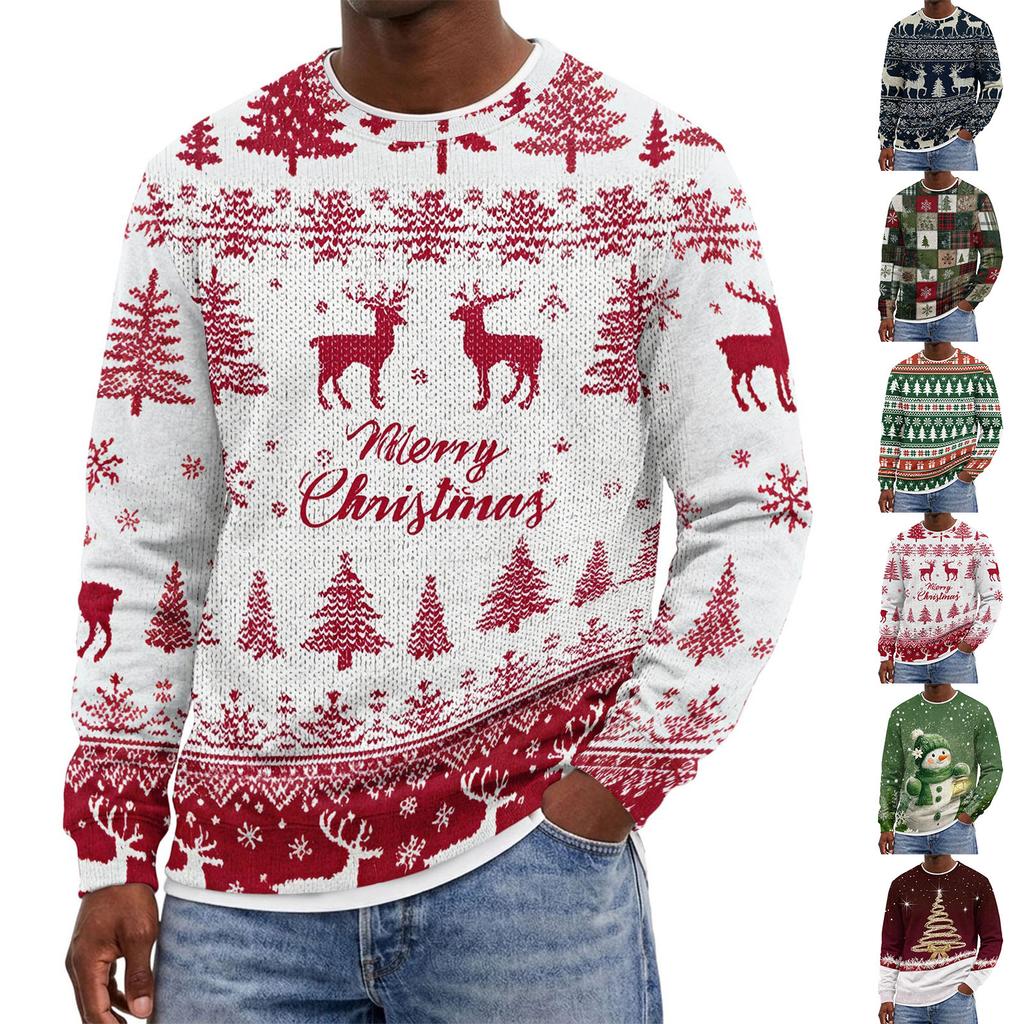 Men's Christmas Hoodless Neck Pullover Sweatshirt, for Him