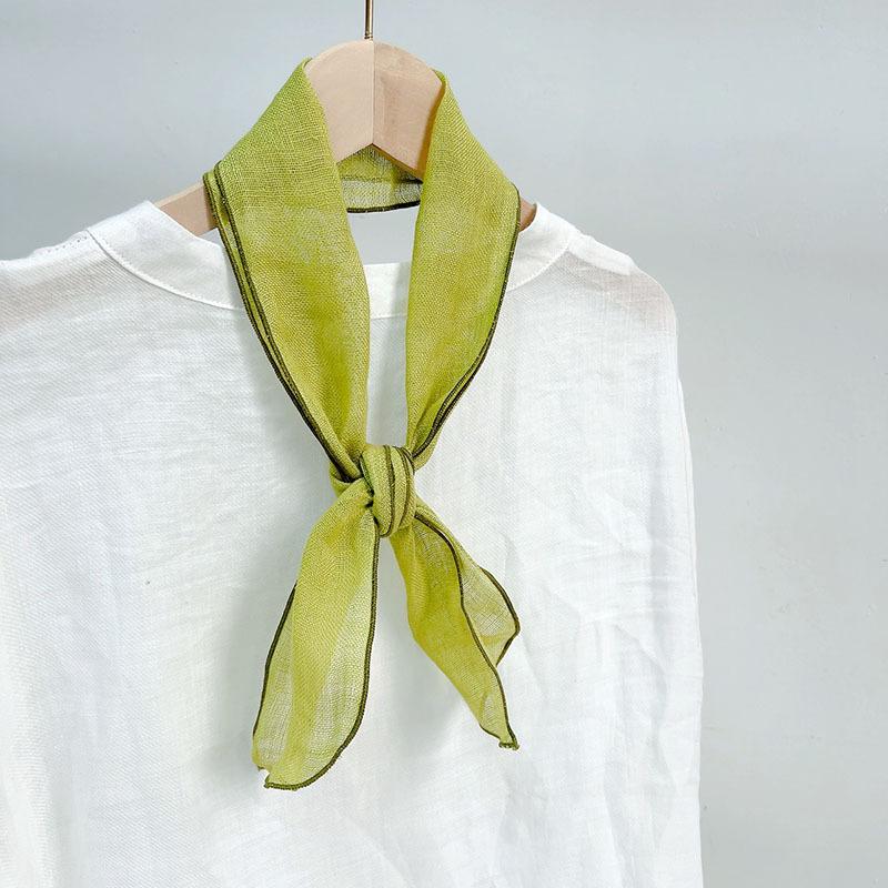 Retro Rain And Dew Striped Small Bow Tie Literary Versatile Women'S Summer Neck Protection Scarf Accessories Silk Korean Version