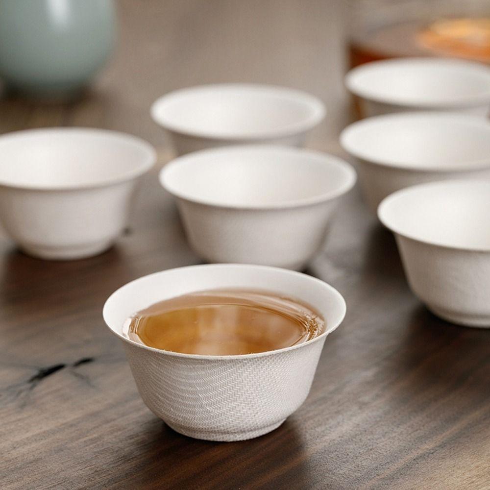50Pcs 60ML Disposable Kung Fu Tea Cup Thickened Eco-Friendly Drink Cup Biodegradable High Temperature Resistant Water Cup Travel