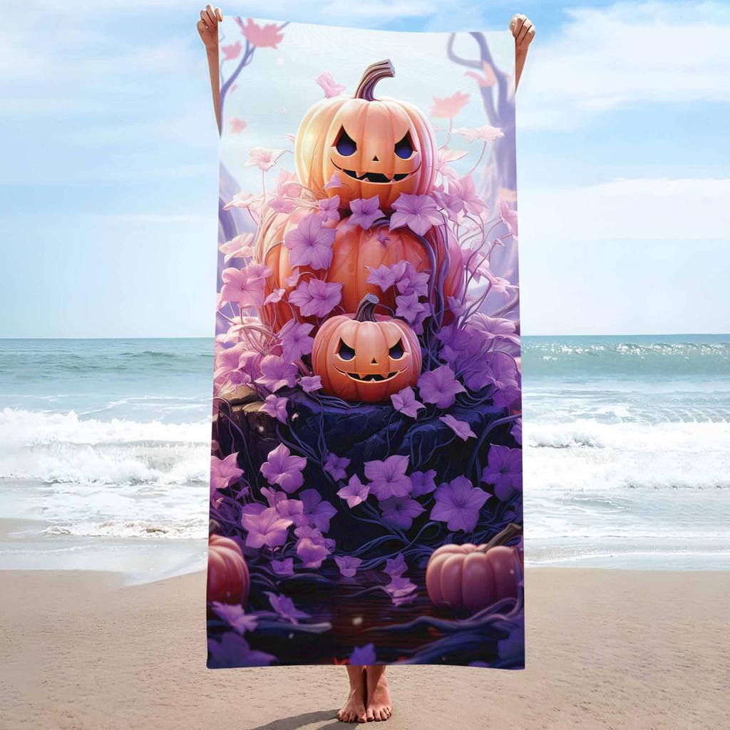 Halloween pumpkin background single-sided printing Beach Towel Home Decoration Bath Towel 75x150cm Bathroom