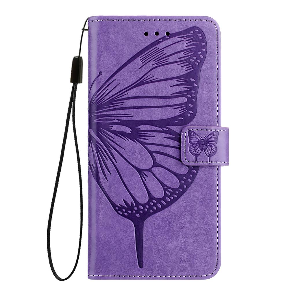 Suitable for iPhone 17 PRO Embossed Large Butterfly Case, Apple 15/16, Samsung S25U Card Slot Flip Leather Case