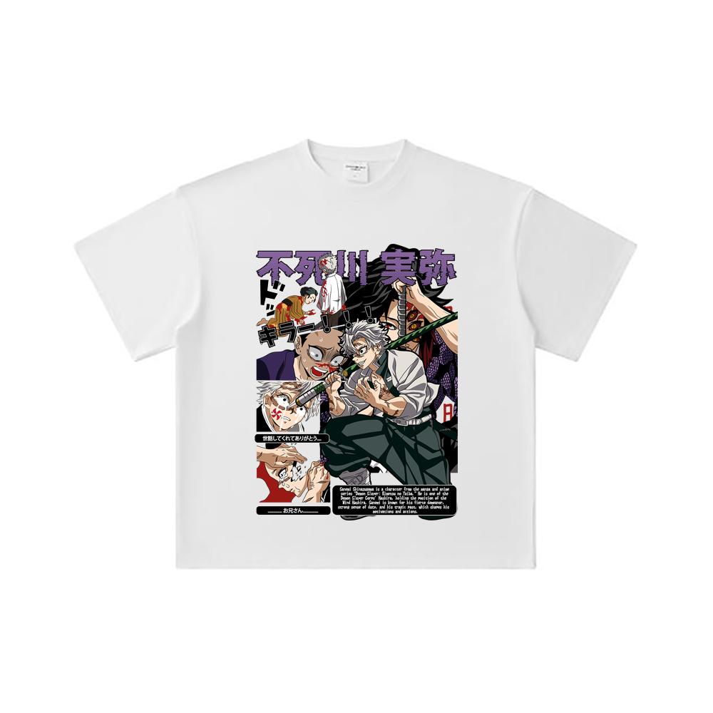 260 GSM Double Yarn 32 Count 100% Cotton Demon Slayer V15 Sanemi Print Unisex Heavy Cotton T Shirt