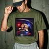 Kørende Golden Retriever Grafisk T-shirt Nat Regn Bil Politi Lys Hund Rat Realistisk Fotoprint Unisex Tøj
