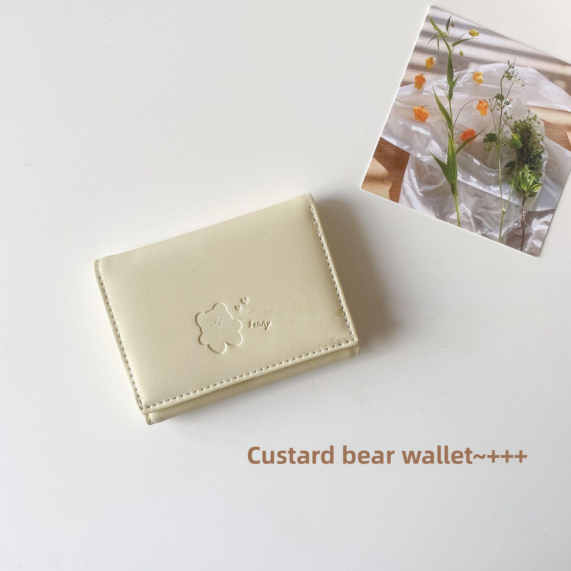Portefeuille ours simple et doux portefeuille court multifonctionnel porte-monnaie étudiant porte-cartes jaune-clair