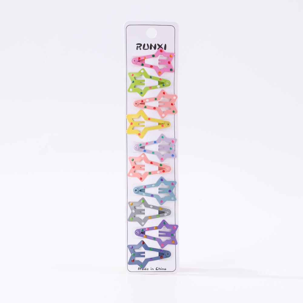 

10 шт. Детские разноцветные заколки-клипсы BB 1,2 дюйма, милые заколки для волос в виде звезды и сердца, детские бутик-заколки в горошек, аксессуары для волос