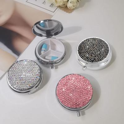 Pillendose mit glitzerndem Strassstein, wasserdicht, tragbar, Organizer für Outdoor-Reisen, robuste Pillendose mit langer Lebensdauer