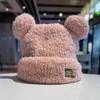 Solid Color Knitted Warm Cap Thickened Bear Ear Hat Fashion Plush Cap  Winter Outdoor