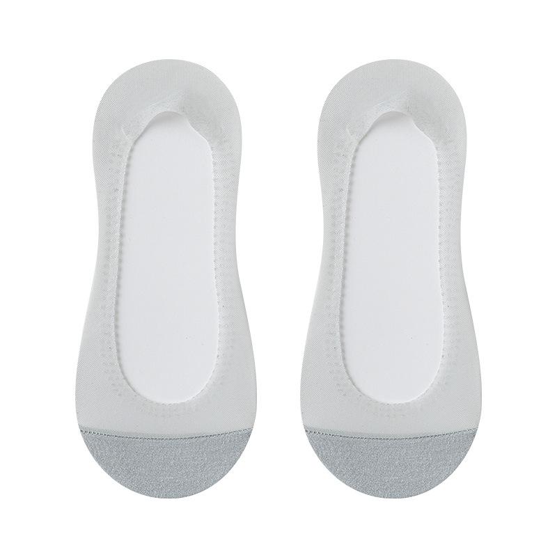 Silk-coated Cooling Four-sided Silicone Soft Ankle Socks, Invisible Socks for Women, Anti-slip Cotton Bottom, Sweat-absorbing Net Fabric Short Socks