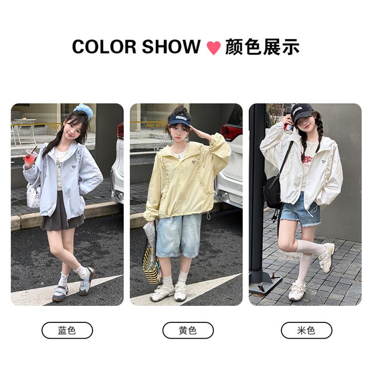 Girls' Sunscreen Clothes Summer Thin New Summer Clothes Middle and Large Children's Western Style Lace Children's UV Protective Coat