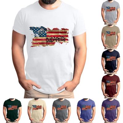 Ανδρικό T-Shirt με στάμπα σημαίας για την Ημέρα του Πατέρα Ανδρικό φαρδύ casual τοπ με κοντό μανίκι