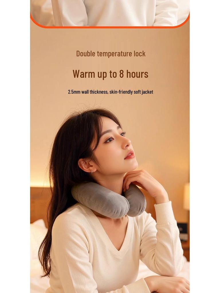 U-förmiger Heißwasserbeutel für die Halswirbelsäule: Explosionsgeschützter verdickter Schal-Kissen für Nacken-, Schulter- und Kopfschmerzlinderung.