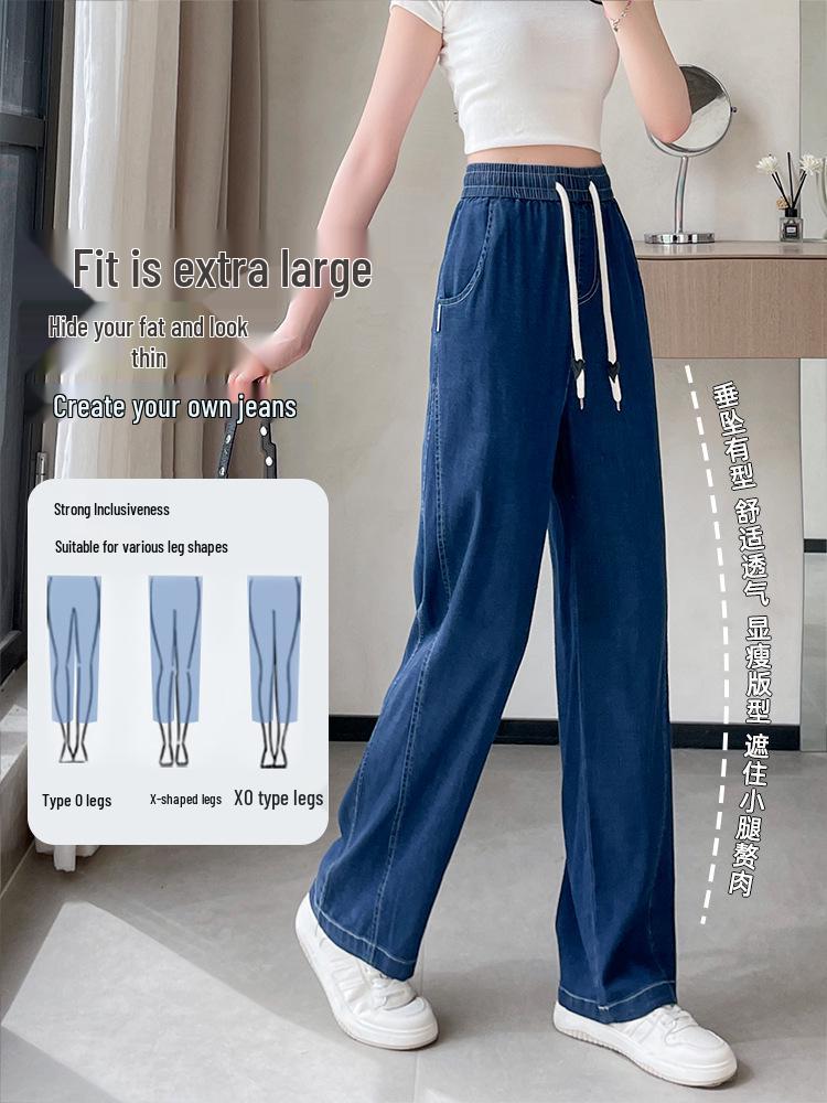 Women's Plus Size Summer Tencel Wide-Leg Jeans - Straight Fit for Extra Plus Sizes